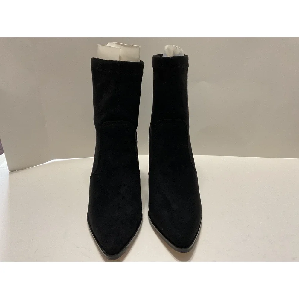 Modern Rebel Tori Black Faux Suede Pointed Toe Kitten Heel Ankle Boots Size6 Sh8